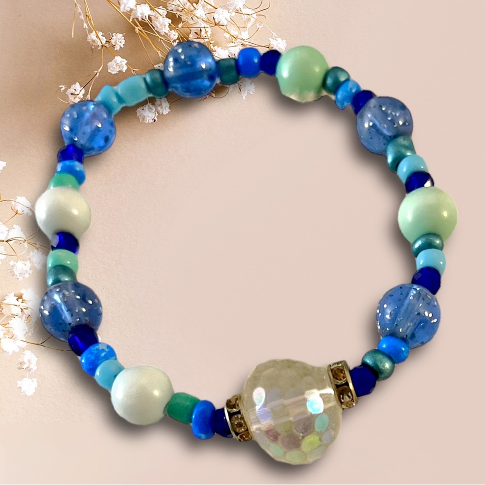 Aquamarine Crystal Handmade Stretch Bracelet